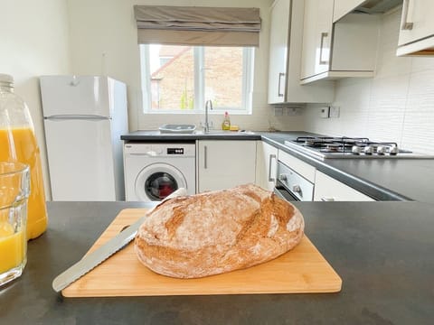 Fridge, oven, stovetop, electric kettle