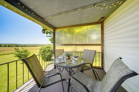 Covered Patio | Dining Area | ~2 Mi to Canadohta Lake