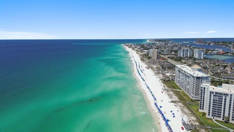 Aerial view from the Southbay beach looking toward Destin Harbor