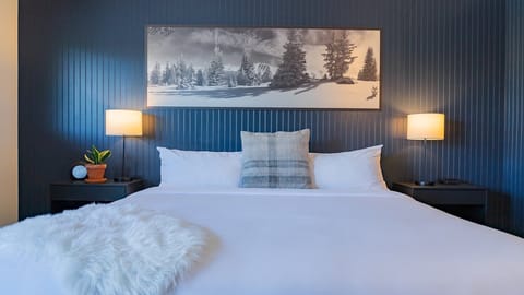 Drift off in cloud-soft bedding under a peaceful winter scene.