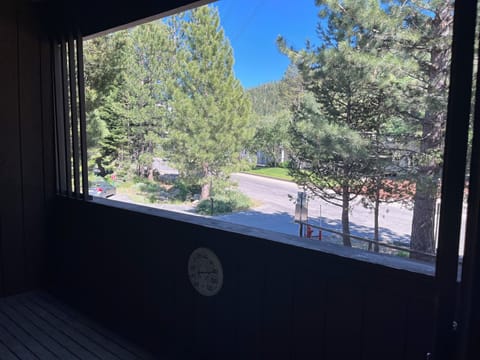 Summer view from condo with free parking below. Short walk to village center.