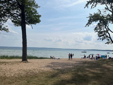 Beach nearby, sun loungers