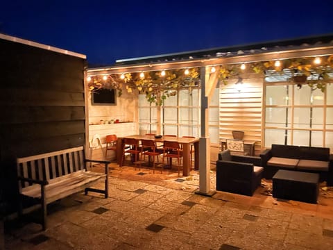 Relax in the outdoor lounge after a day at the beach.