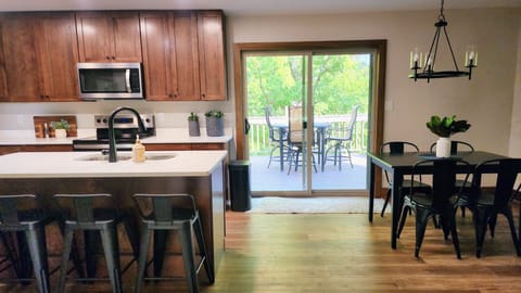 Open dining and kitchen