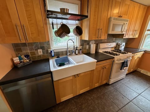 The kitchen is well stocked with everything you need to prepare a full meal