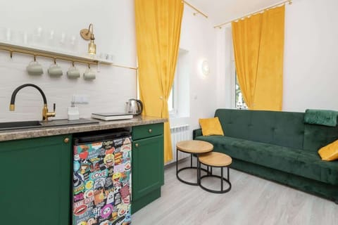 Living area with kitchenette.