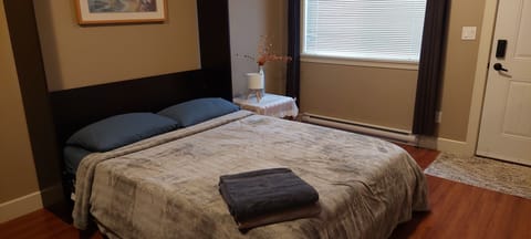 Queen wall bed greets you in the living area as you enter. Kitchenette on left.