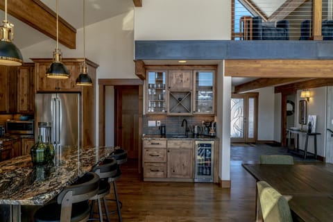 Bar with Keurig Coffee Maker and mini fridge