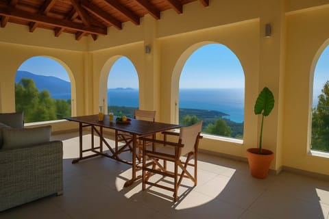 The veranda offers breathtaking views of the sea