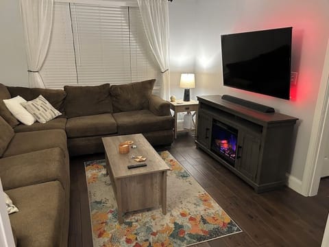 Smart TV, fireplace, computer monitors, printers