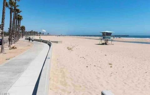 On the beach, sun loungers, beach towels