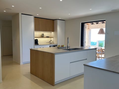 Hyper equipped kitchen with central island.