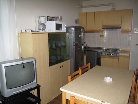 Fridge, microwave, highchair, cookware/dishes/utensils