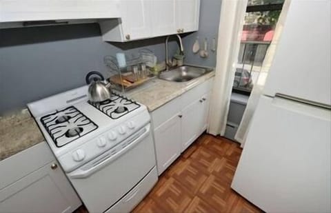 Fridge, oven, stovetop, cookware/dishes/utensils