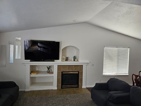 Smart TV, fireplace, computer monitors