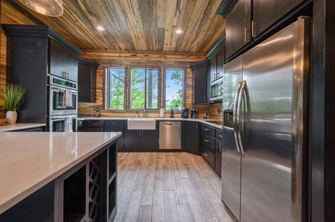 Spacious kitchen with ample countertop space