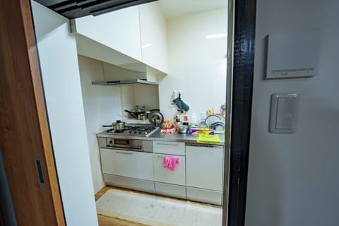 Fridge, microwave, cookware/dishes/utensils