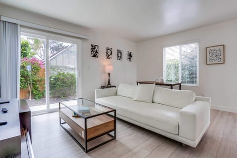 Modern living room with air conditioning and off the back patio