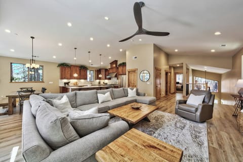 Modern furnishings fill this beautiful chalet, and tasteful decor throughout