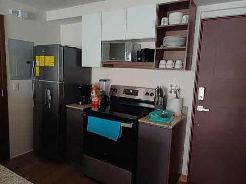 Fridge, microwave, oven, coffee/tea maker