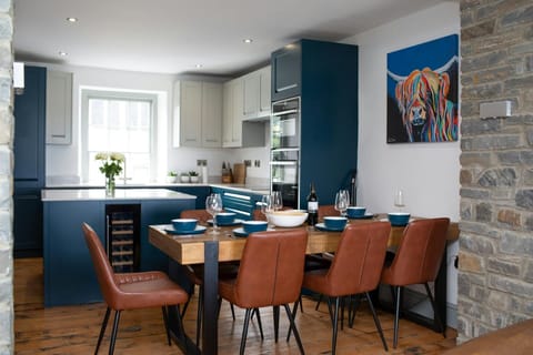 Dining table laid for dinner