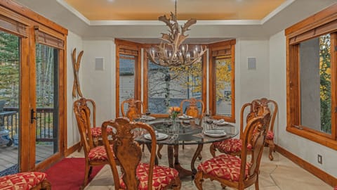 Dining area on main level with back patio access