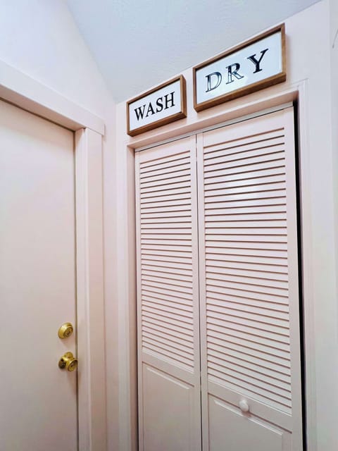 Shared access to washer and dryer in basement.