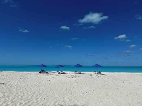 Beach nearby, sun loungers, beach towels