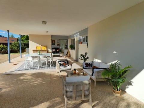 Private covered terrace overlooking the lake