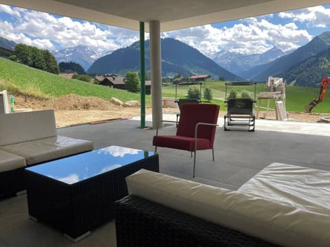 Lounge and sun loungers with a view.