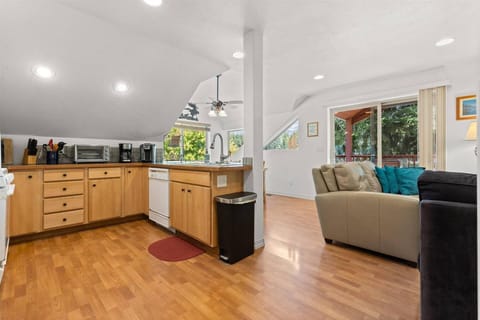 Open layout upstairs for entertaining