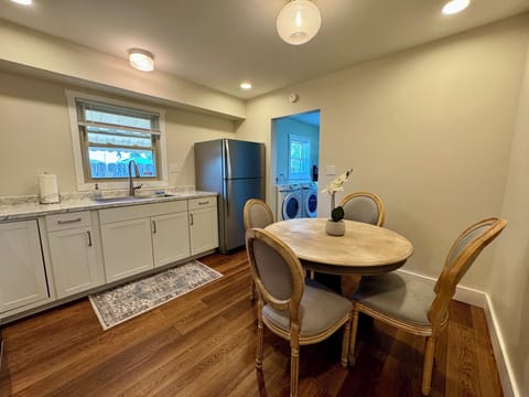 Fully equipped kitchen with full size, brand new appliances.