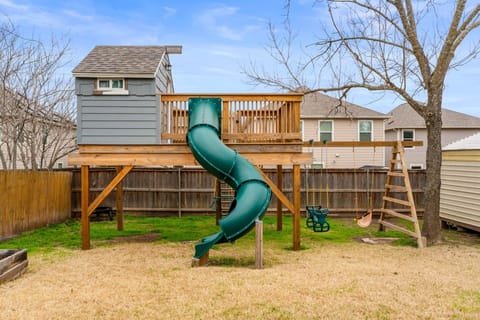 The backyard playground equipmentclubhouse is sure to be a hit with littles
