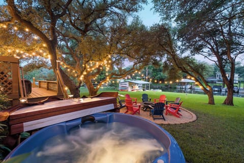 Private hot tub and fire pit area for you and your guests to enjoy