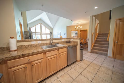 Multi-level condo with vaulted ceilings