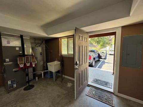 Back entry into garage from parking area