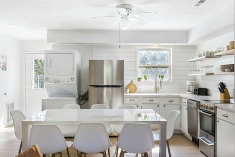 Gather for meals together at the dining table, with seating for 8