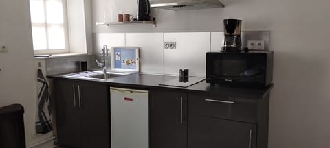 Fridge, microwave, coffee/tea maker, electric kettle