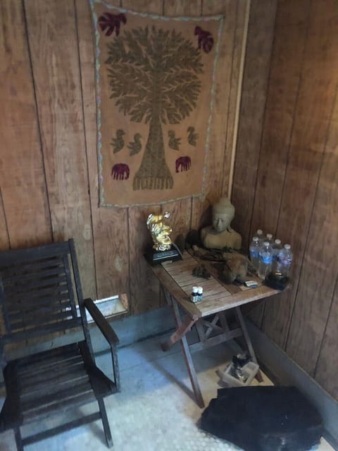 Interior space behind barn-door for sauna/steam room