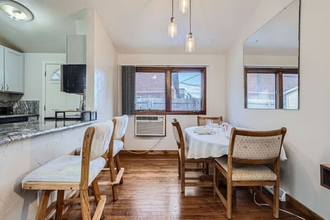 Two separate dining areas will give you plenty of space to eat as a group