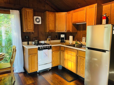 Fridge, oven, stovetop, coffee/tea maker