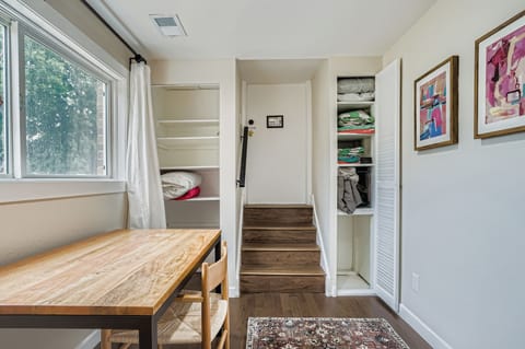 Office Space, lower level.
Twin air mattress & Access to game room and backyard