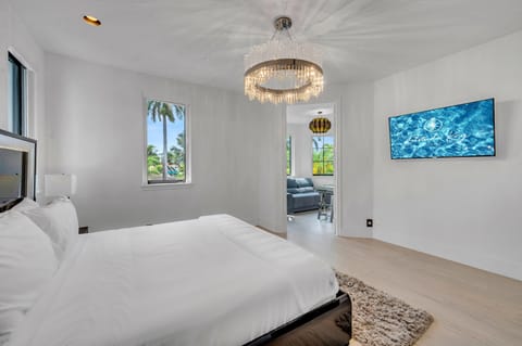 Bedroom two features a king size bed, ensuite bathroom, smart TV and access to an office space.