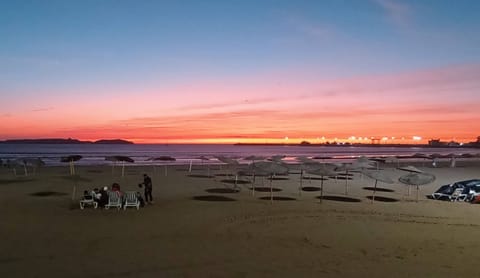 Beach nearby, sun loungers