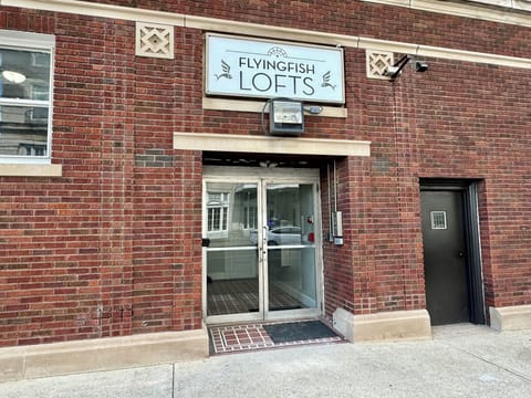 Secure, coded entrance to the building.