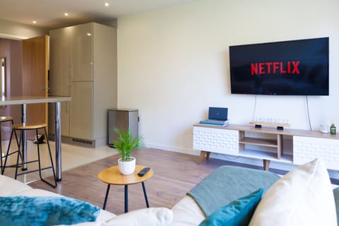 Living room - Make yourse;f comfortable on the large L shaped leather sofa