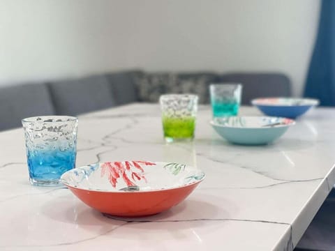 Indoor dining area designed for intimate gatherings; comfortable seating.