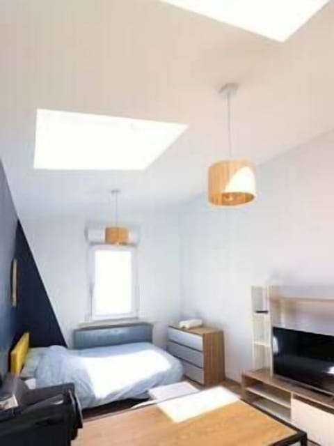 Bel espace salon avec TV connectée, puis de lumière Lit double 140X200 et commode (2)