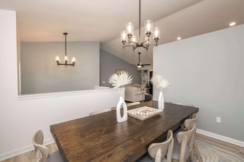 Gather family around the dining table, with seating for 10