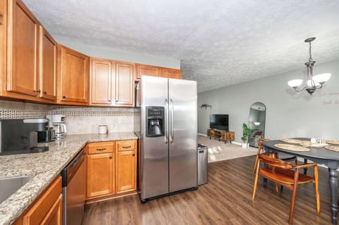 The open kitchen is spacious & offers all the comforts of home
